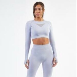 AYBL Ice Blue MOTION SEAMLESS LONG SLEEVE crop top and Leggings set size S NWT